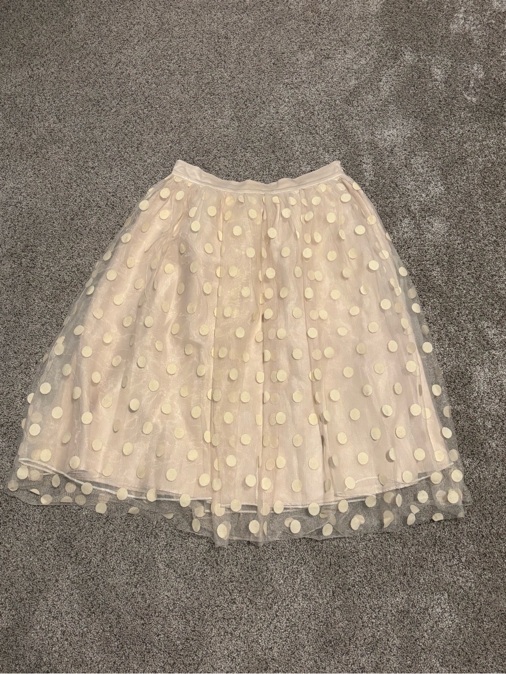Ryu Cream Polka Dot Midi Tulle Skirt